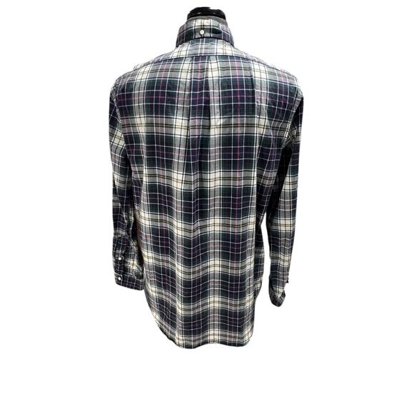 Ralph Lauren Oxford Shirt Men's Large Blue Green Tartan Plaid Button Up L/S - Picture 6 of 8